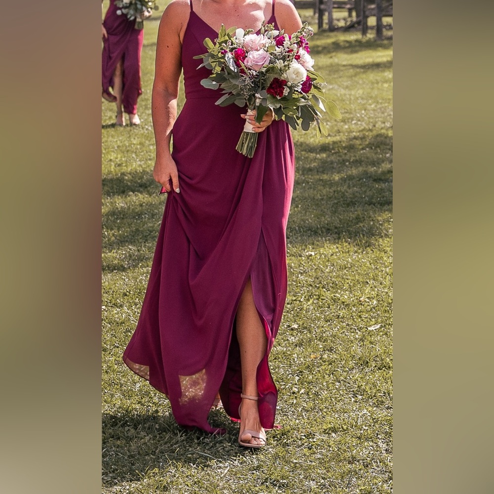 Wine Colored Bridesmaid Dress with Bow back